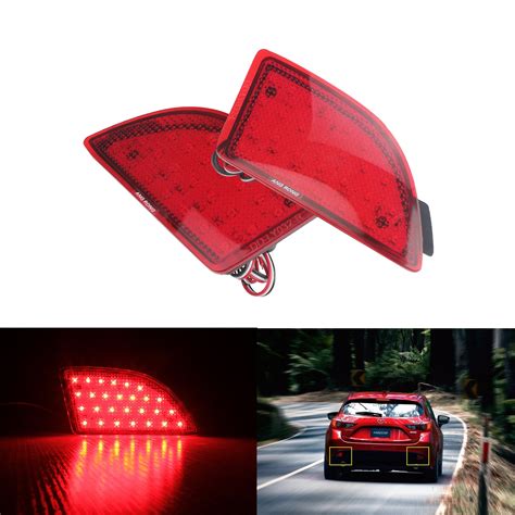 Angrong 2x Red Lens Led Rear Bumper Reflector Tail Brake Stop Light For