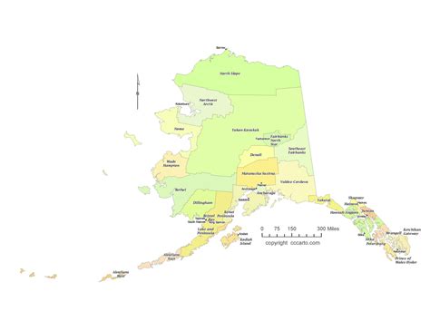 State Of Alaska Borough Map And The County Seat Cities Cccarto