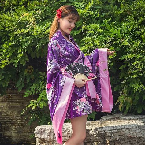 Women Japanese Kimono Traditional Clothing 2018 Full Sleeve Kimono Dress For Stage Cosplay Lady
