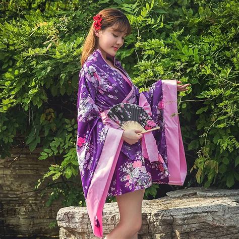 women japanese kimono traditional clothing 2018 full sleeve kimono dress for stage cosplay lady