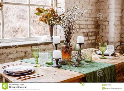 Loft Interior With Brick Wall Table And Chairs Stock Image Image Of