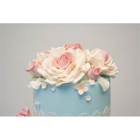 Pink Rose Lace 3 Tier Wedding Cake