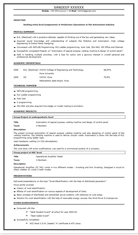Grab precious resume format for freshers and experienced candidates. Format Resume For Freshers - http://www.resumecareer.info ...