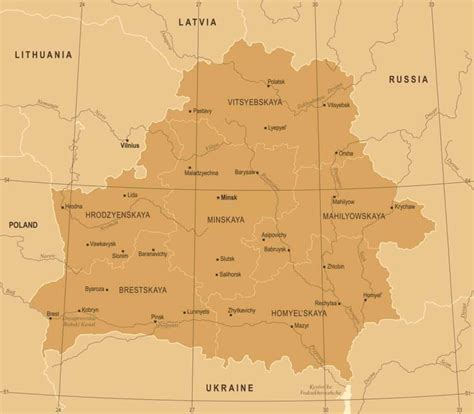 Mapa de bielorrusia para colorear, pintar e imprimir. Mapas de Bielorrusia - Proyecto Mapamundi