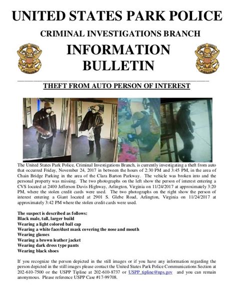 Us Park Police Person Of Interest Bulletin 17 99708