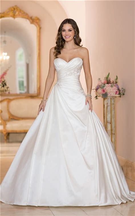 Wedding dresses are unique in that they come in many different shapes, or silhouettes. Ball Gown Strapless Sweetheart Satin Draped Wedding Dress ...