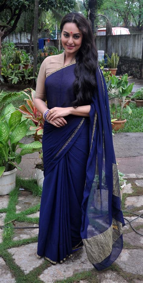Sonakshi Sinha Cute In Blue Saree Hot Photoshoot Bollywood Hollywood Indian Actress Hq