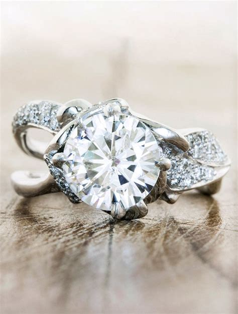 Nature Inspired Split Band Diamond Engagement Ring In 2021 Wedding