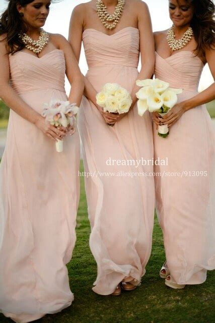 2014 Hot Selling Cheap Blush Pink Bridesmaid Dresses Long Chiffon Maid
