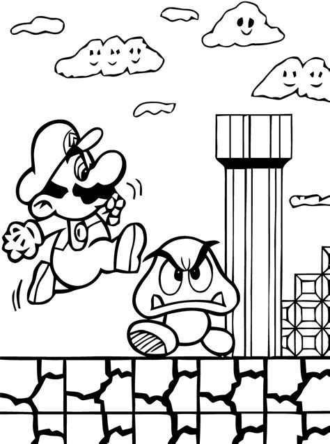 Coloriage Mario Bros Jeux Vid Os Dessin Colorier