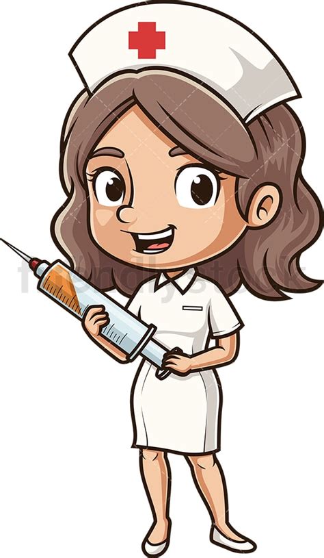 Nurse Holding Syringe Cartoon Clipart Vector Friendlystock