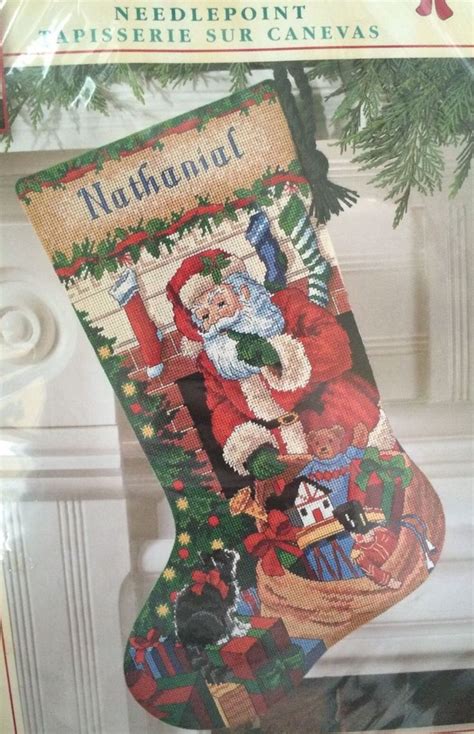 christmas holiday needlepoint stocking kit dimension santa s story new sealed christmas