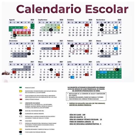 Calendario Escolar 2020 2021 De La Sep Oficial 190 Días México