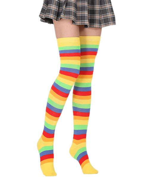 Rainbow Thigh High Socks Vlr Eng Br