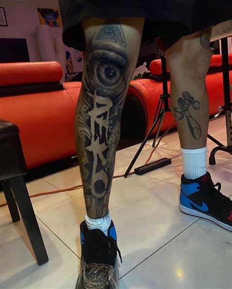 Chris Brown Tattoo Chris Brown Art Leg Tattoo Men Calf Tattoo Badass Tattoos Cool Tattoos