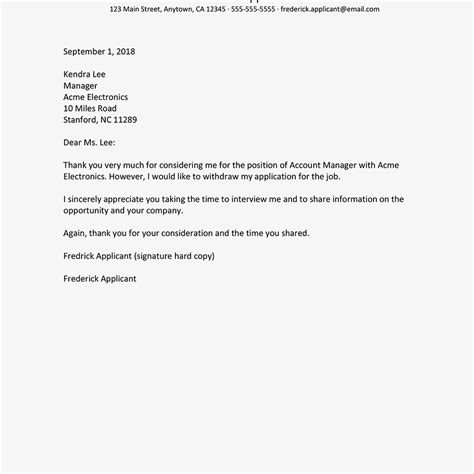 13 Employment Application Withdrawal Letter Simple Cover Letter