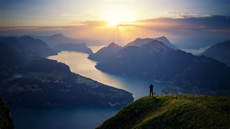 Wallpaper Lake Lucerne Switzerland Landscape Lake