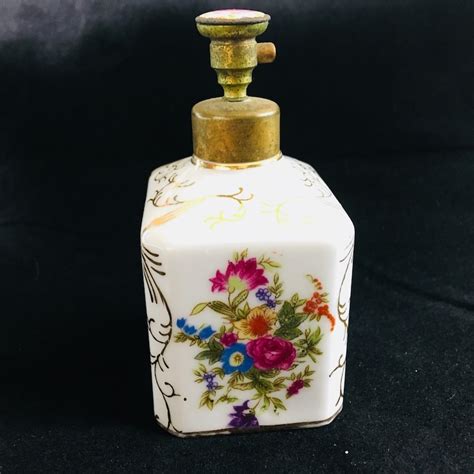 Vintage Irice Hand Painted Porcelain Perfume Bottle Non Working Piston