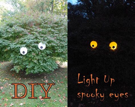 How To Make Glowing Eyes For Your Bushes Spooky Eyes Spooky Decor