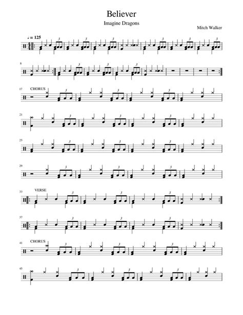 Believer Sheet Music For Drum Group Solo