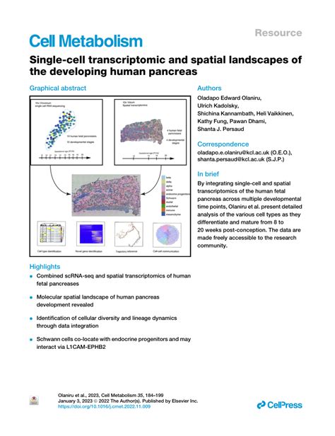 PDF Single Cell Transcriptomic And Spatial Landscapes Of The