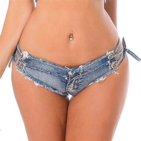 Aiushtha Womens Low Rise Mini Denim Shorts Denim Thong Cheeky Jeans Shorts Buy Online In United