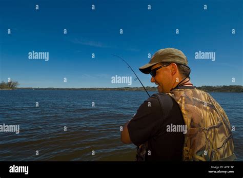 Fisherman Fishing For Walleye On Big Stone Lake Minnesota South Dakota