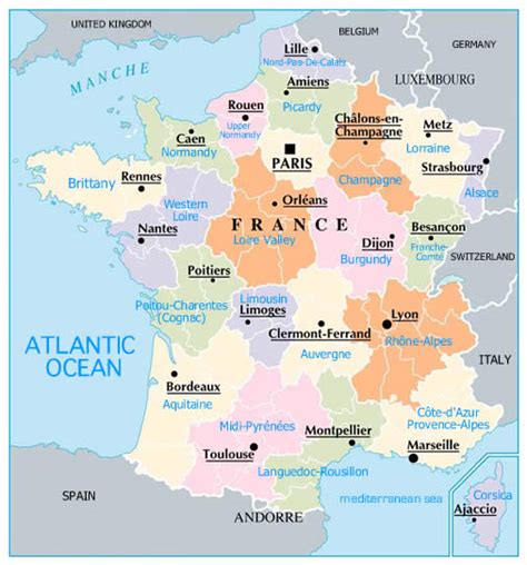 Regions Of France Map Free Printable Maps