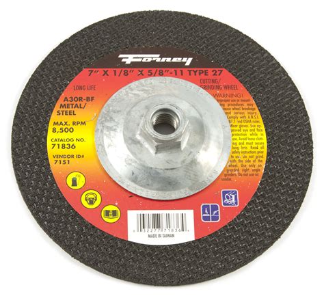 Forney 71836 Grinding Wheel With 58 Inch 11 Threaded Arbor Metal Type