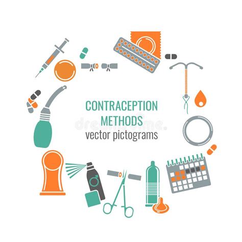 Icons Methods Of Contraception Stock Vector Illustration Of Health