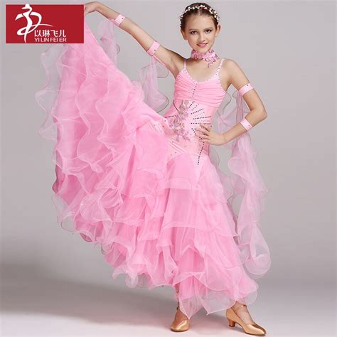 Children Modern Dance Competition Dress Girl Waltz Dance Dress Lace