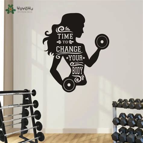 Removable Girls Gym Wall Decal Time To Change Your Body Girl Fitness