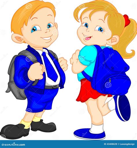 Cute School Boy And Girls Stock Vector Illustration Of Human 43408628