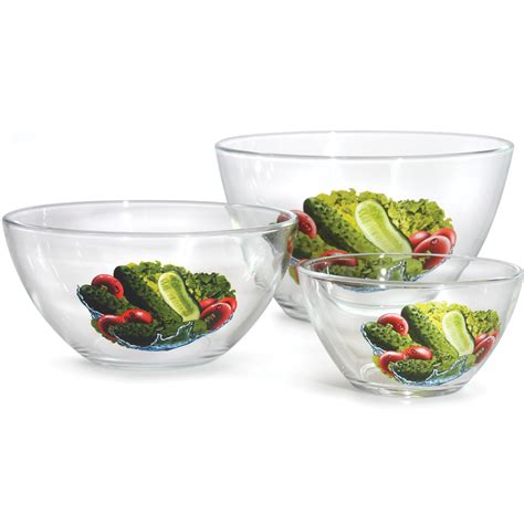 Cucumbers Glass Salad Bowl Set Product Sku J 134626