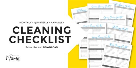 Monthly Quarterly Annually Cleaning Checklist