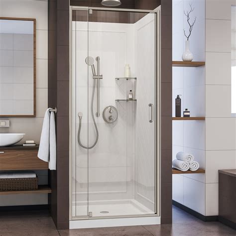 Dreamline Flex Brushed Nickel 3 Piece Alcove Shower Kit Common 36 In