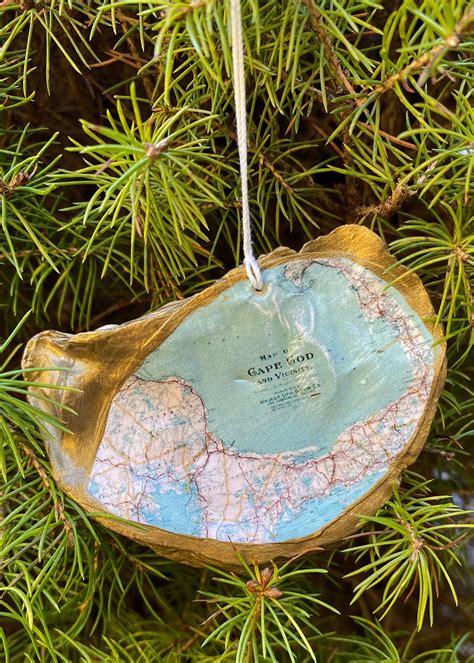 Cape Cod Map Oyster Shell Ornament Etsy Oyster Shell Crafts Oyster