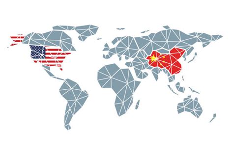 Usa And China At The World Map Background Vector Action Forex