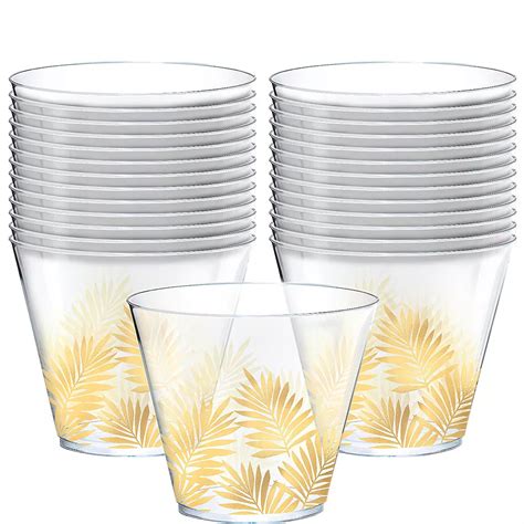 Metallic Gold Key West Palm Leaf Cups 30ct Party City