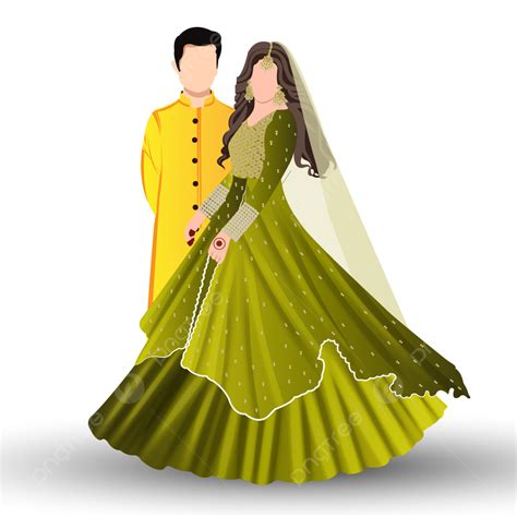 Indian Wedding For Mehendi And Haldi Functions With Bride Groom Wearing
