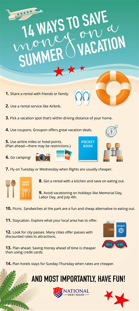 14 Ways To Save Money On A Summer Vacation Infographic