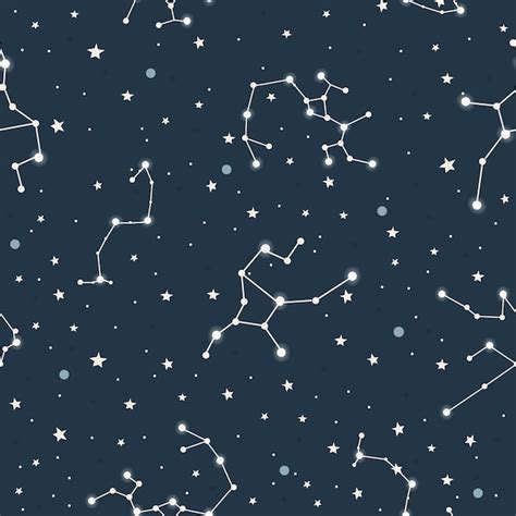 Premium Vector Hand Drawn Seamless Pattern Constellations Planet And