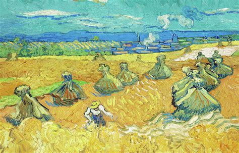 Wheat Fields With Reaper Painting By Vincent Van Gogh Pixels