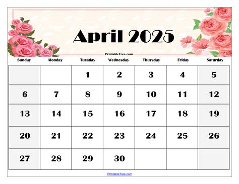 April 2025 Calendar Printable PDF Template with Holidays
