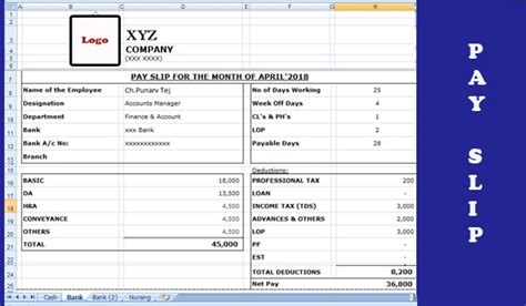 Salary Slip Format In Excel With Formula Freeloadsxm