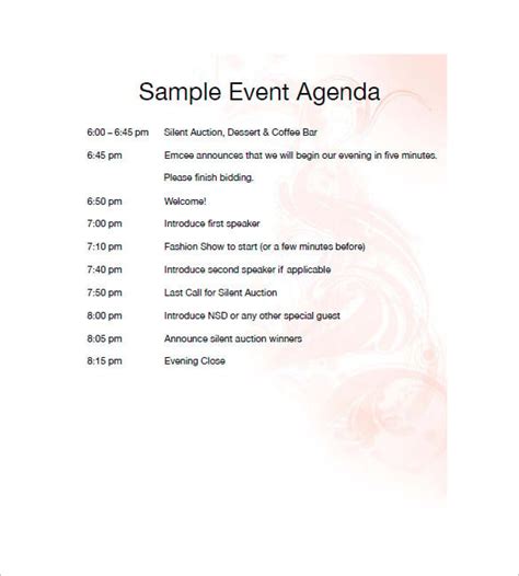 12 Event Agenda Templates Free Sample Example Format Download