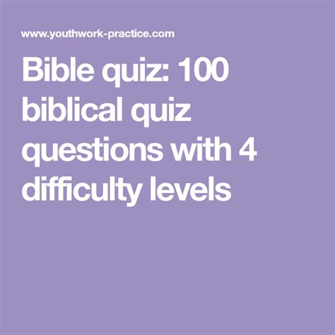 Bible Quiz 100 Biblical Quiz Questions With 4 Difficulty Levels Where