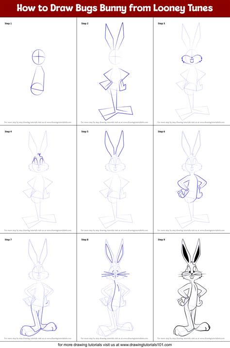 How To Draw Bugs Bunny From Looney Tunes Looney Tunes Step By Step DrawingTutorials Com