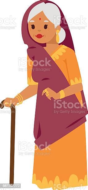 Vector Illustration Indian Grandma Stock Illustration Download Image