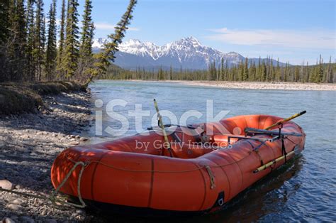 Rafting Boat At River Shore Stock Photo Royalty Free Freeimages